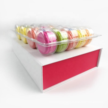 Custom luxury 20 macaron cookie magnet rigid foldable paper gift box with insert plastic blister tray packaging